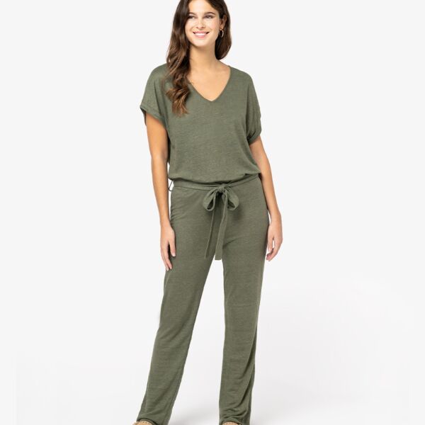 Spasso Ladies Short Sleeve Linen Knit Jumpsuit Thumbnail