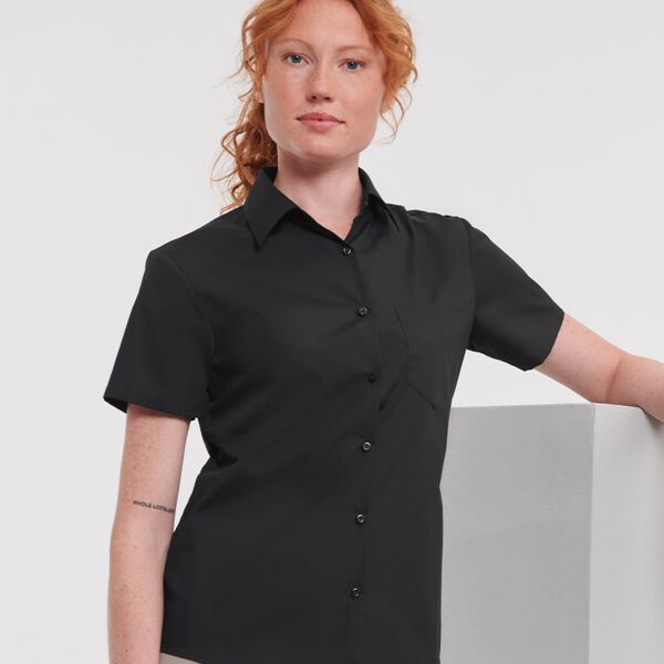 Russell Athletic Collection Ladies Short Sleeve Easy Care Poplin Shirt Thumbnail