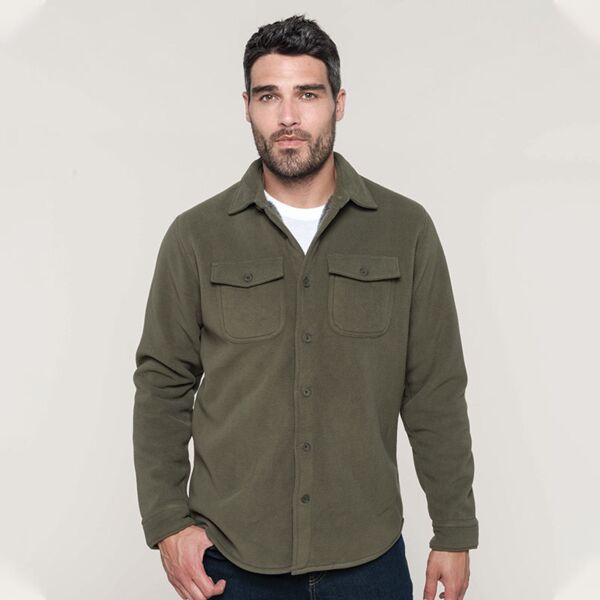 Sherpa-lined fleece overshirt Thumbnail
